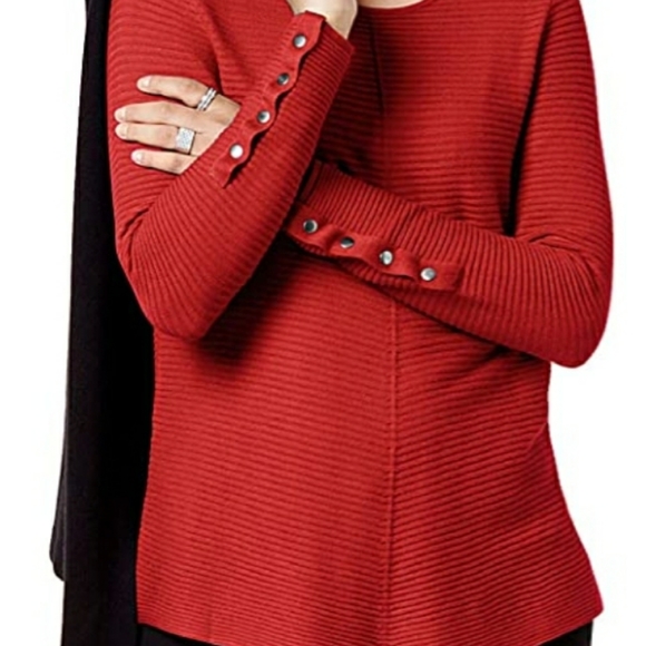 Alfani Tops - Alfani Jewel Neck Ribbed Pullover Sweater (NWT)
